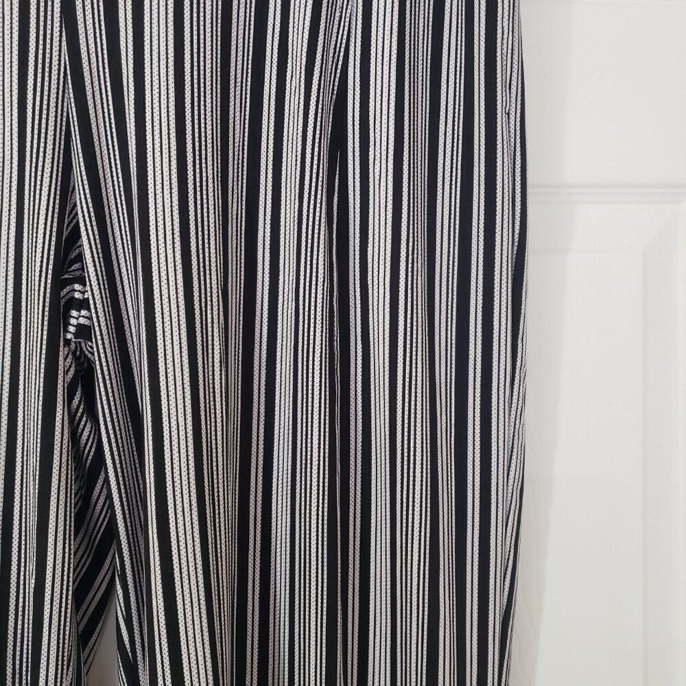 Robert Louis Wide Leg Palazzo Pull-On Pants Black & White Stripe Size Large New - Picture 2 of 6